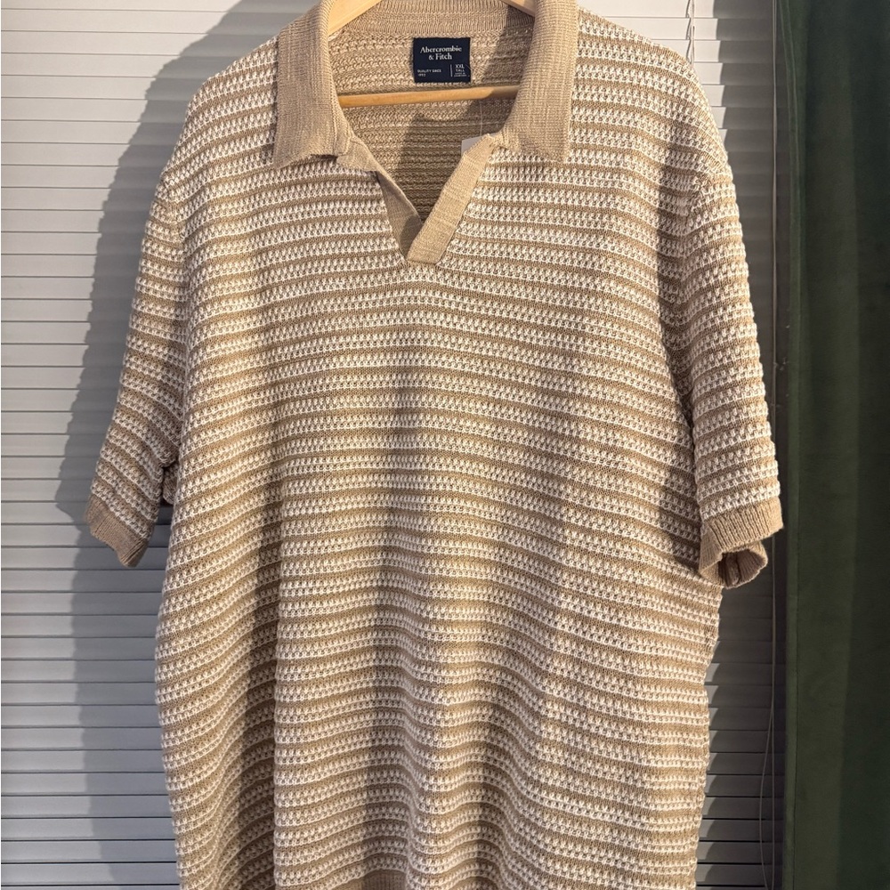 Abercrombie & Fitch Beige Patterned Polo Shirt